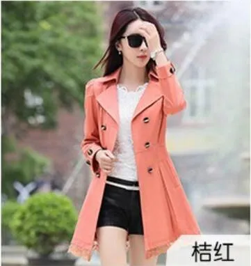 2017 Real Rushed Full Slim Burderry Trench Coat For Women Spring And Autumn Woman Clothing 9 Color Sleeved Party Coats Outwears