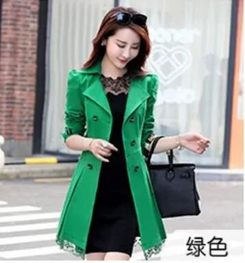 2017 Real Rushed Full Slim Burderry Trench Coat For Women Spring And Autumn Woman Clothing 9 Color Sleeved Party Coats Outwears