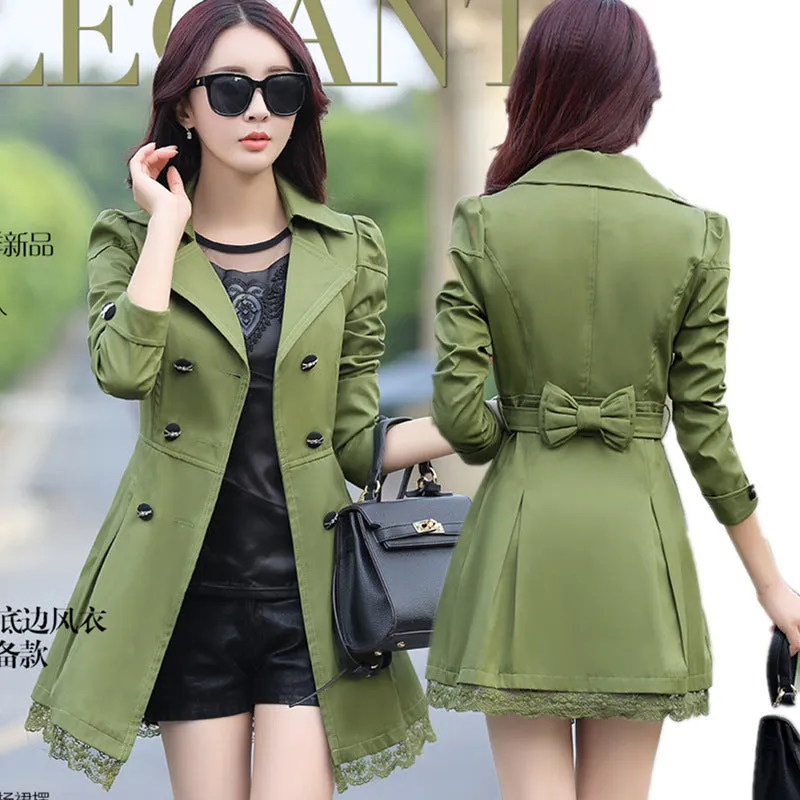 2017 Real Rushed Full Slim Burderry Trench Coat For Women Spring And Autumn Woman Clothing 9 Color Sleeved Party Coats Outwears