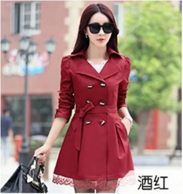 2017 Real Rushed Full Slim Burderry Trench Coat For Women Spring And Autumn Woman Clothing 9 Color Sleeved Party Coats Outwears