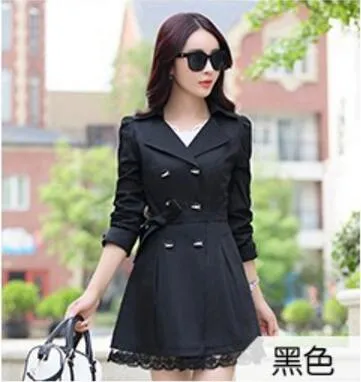 2017 Real Rushed Full Slim Burderry Trench Coat For Women Spring And Autumn Woman Clothing 9 Color Sleeved Party Coats Outwears