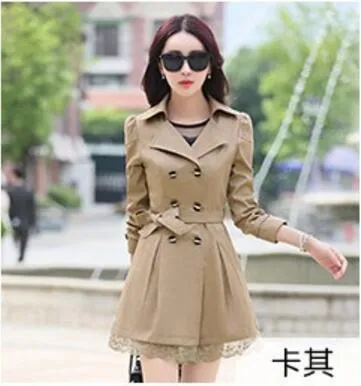 2017 Real Rushed Full Slim Burderry Trench Coat For Women Spring And Autumn Woman Clothing 9 Color Sleeved Party Coats Outwears