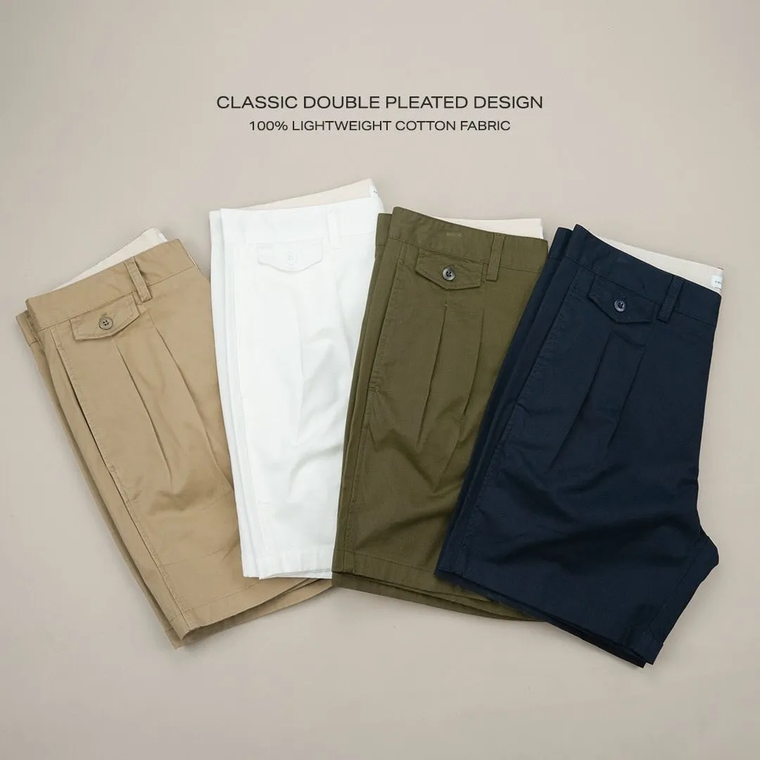 ARDEN PLEATED SHORTS - OLIVE