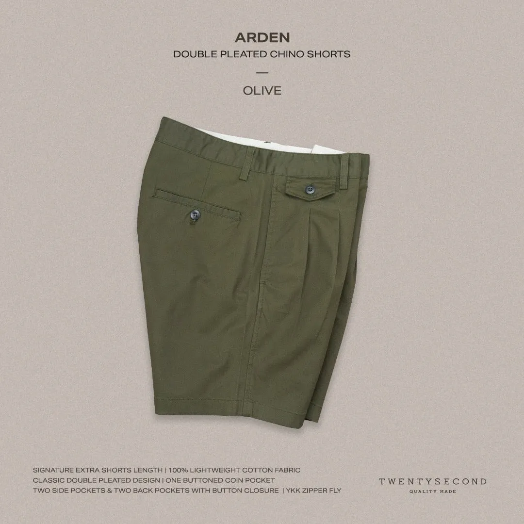 ARDEN PLEATED SHORTS - OLIVE
