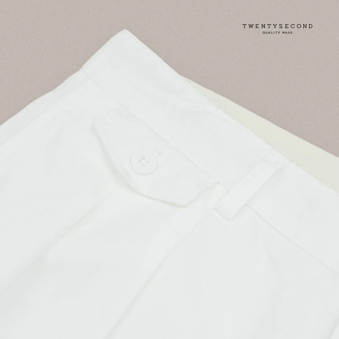 ARDEN PLEATED SHORTS - WHITE