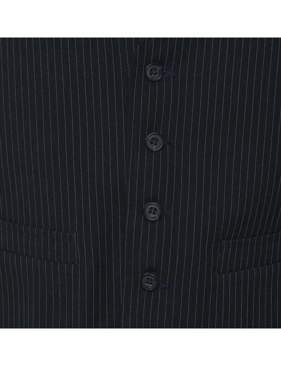Black & Light Blue Pinstriped Waistcoat - L