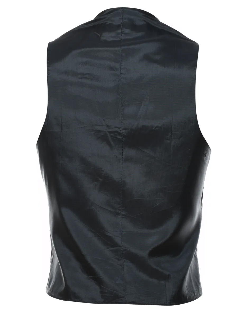 Black & Light Blue Pinstriped Waistcoat - L