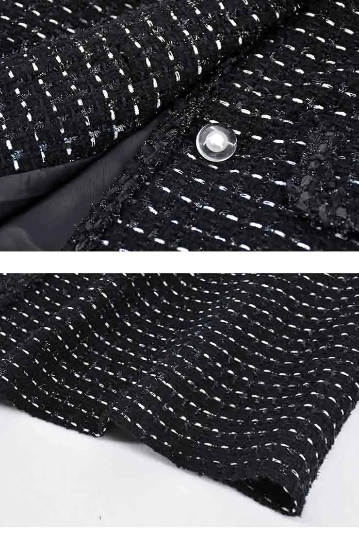Black Tweed Vintage Long Trench Coat