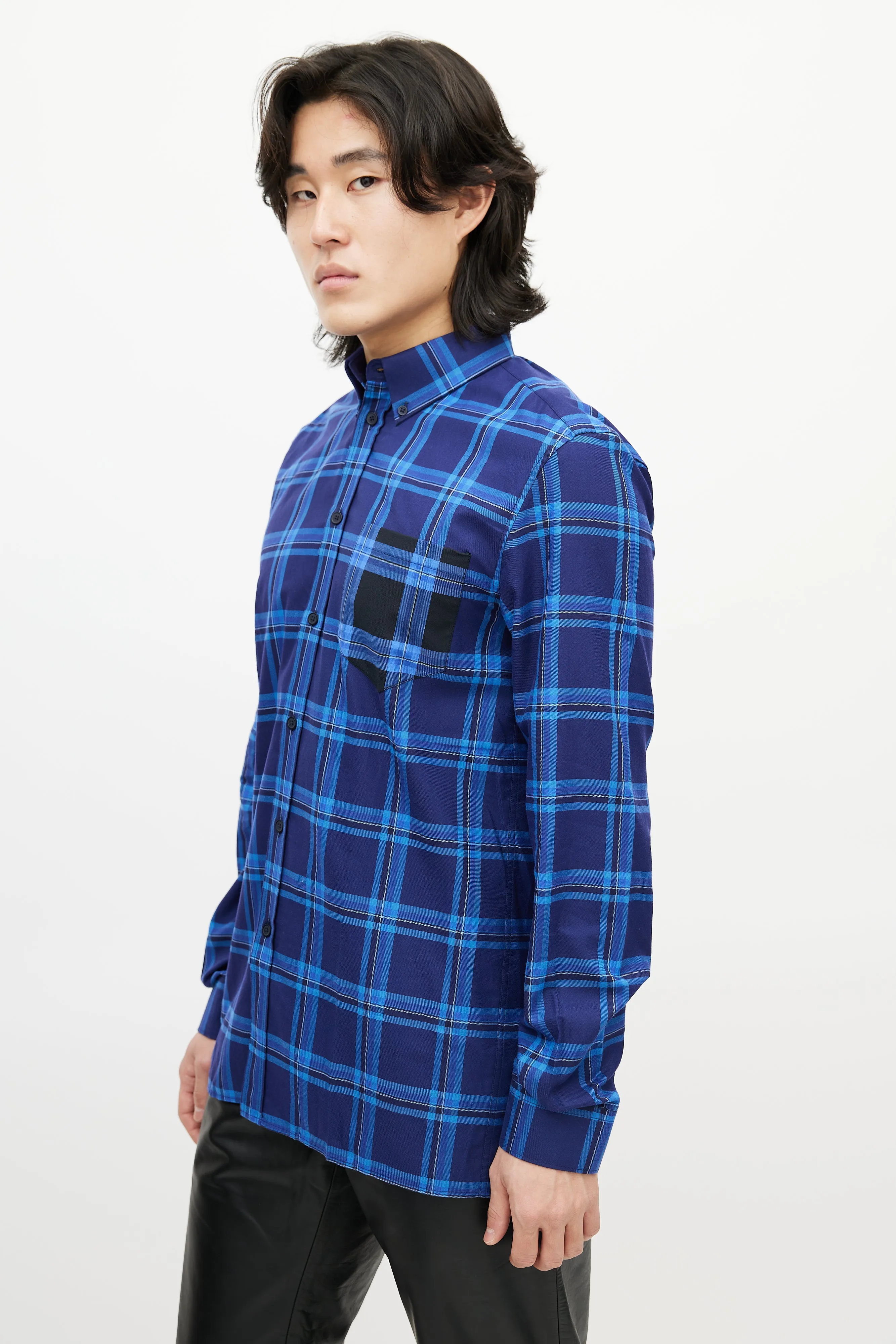 Blue Plaid Button Down Shirt