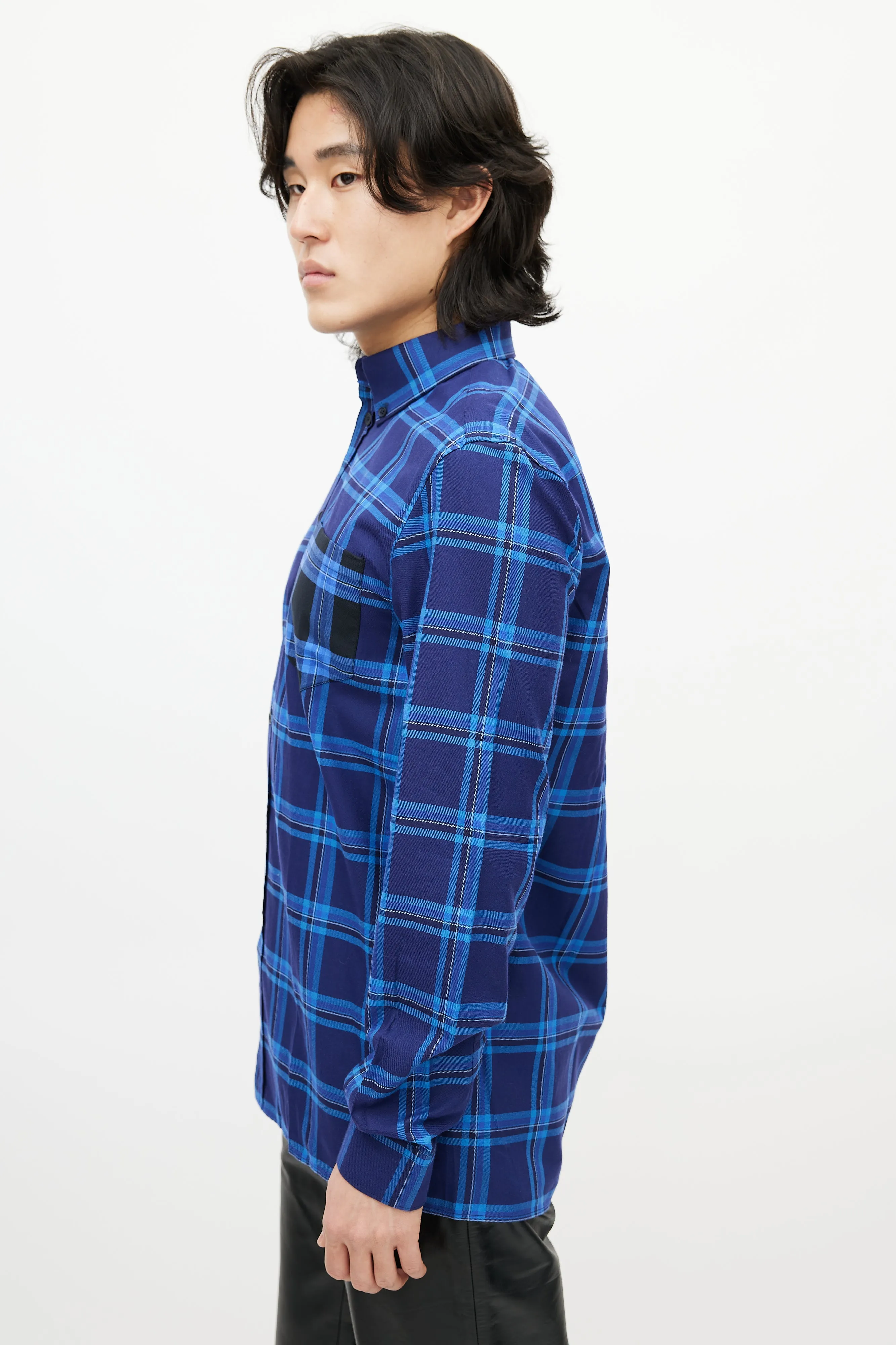 Blue Plaid Button Down Shirt