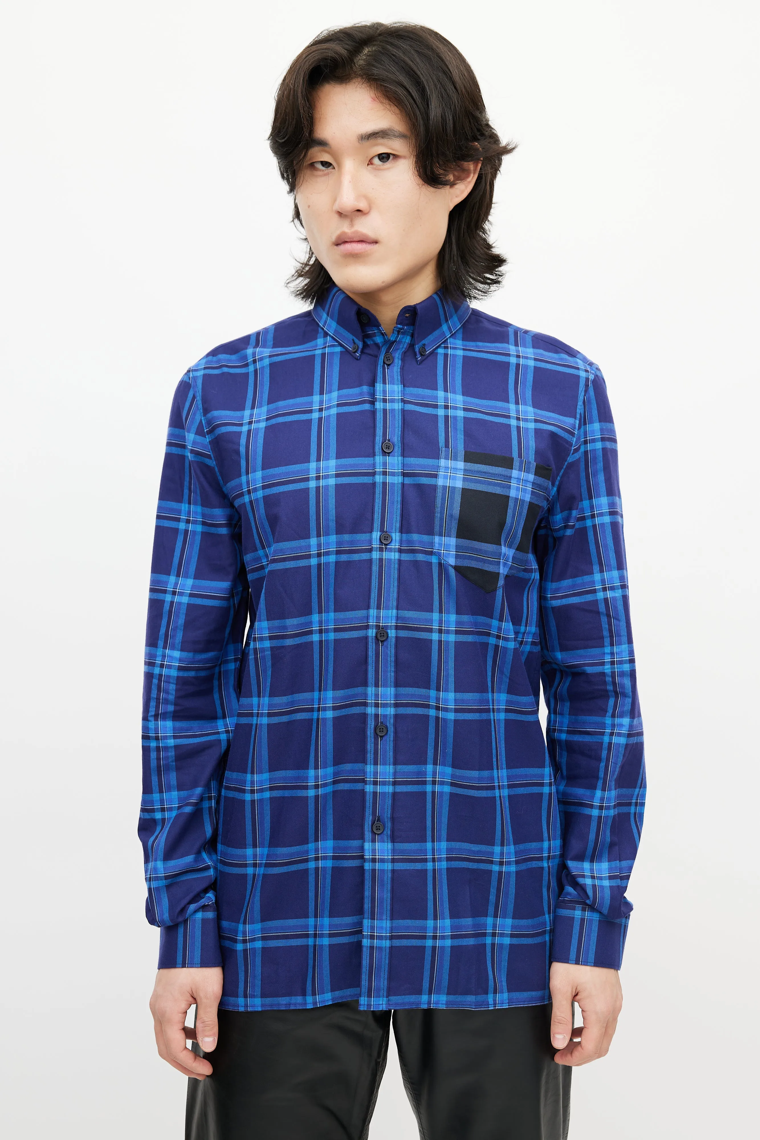 Blue Plaid Button Down Shirt