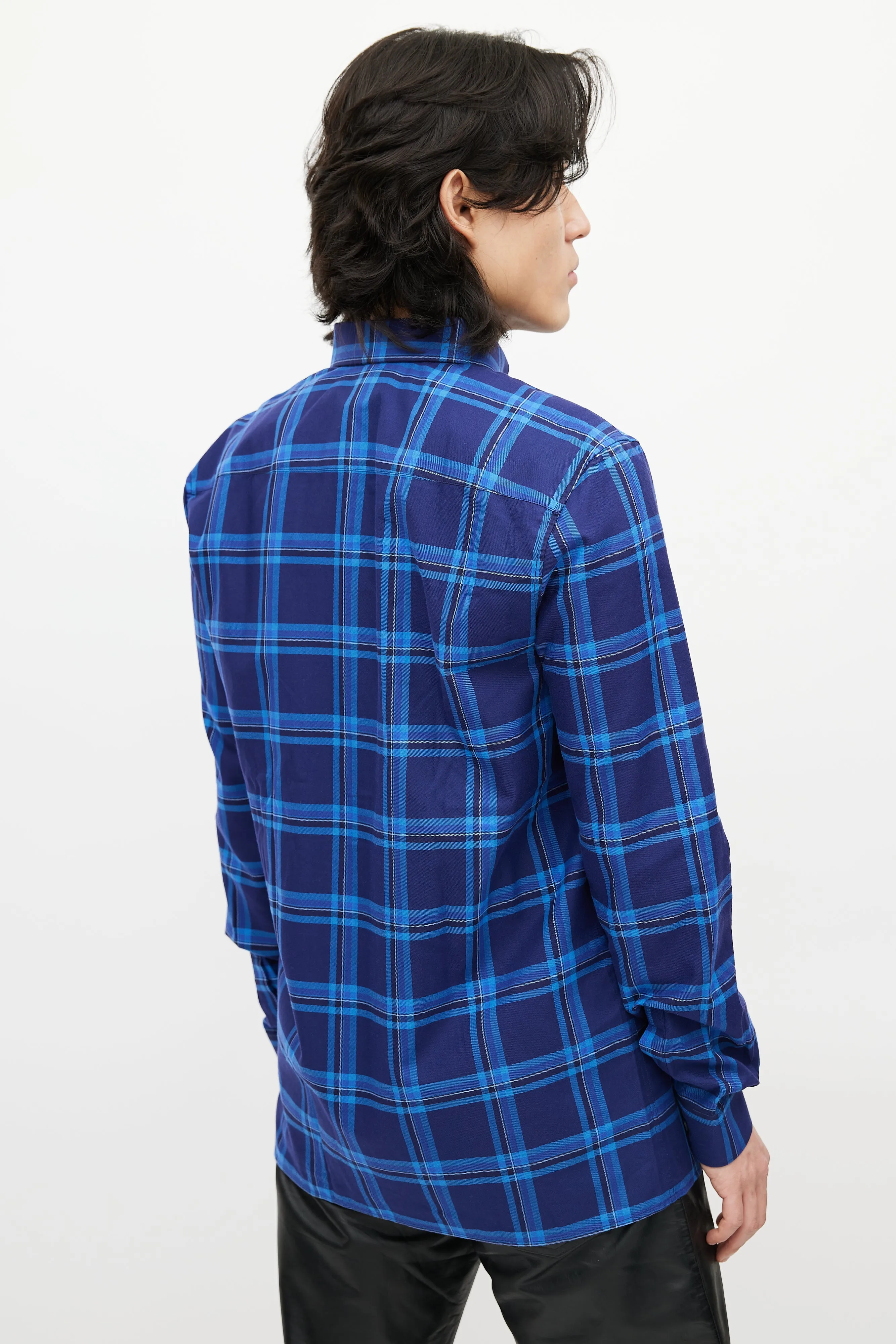 Blue Plaid Button Down Shirt