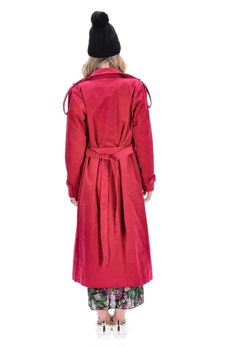 Charlo Amara Cord Cotton Trench Pink
