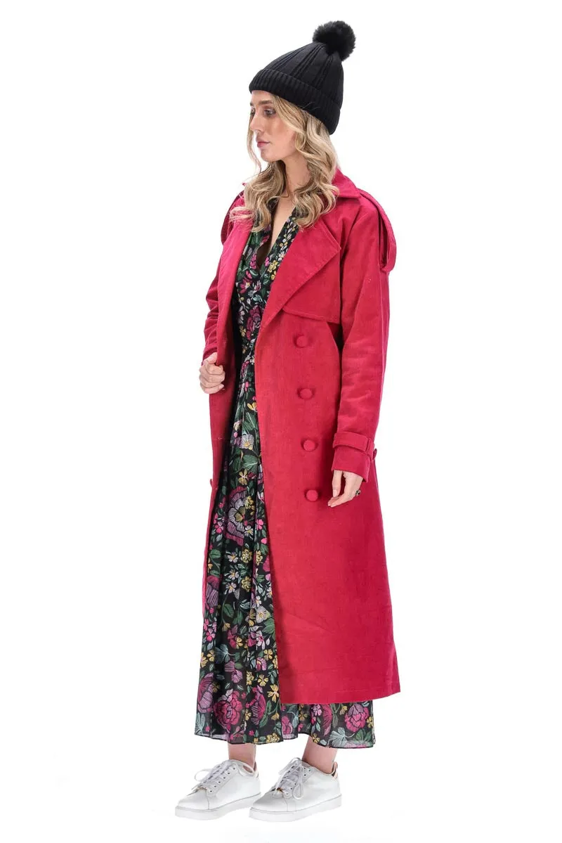 Charlo Amara Cord Cotton Trench Pink