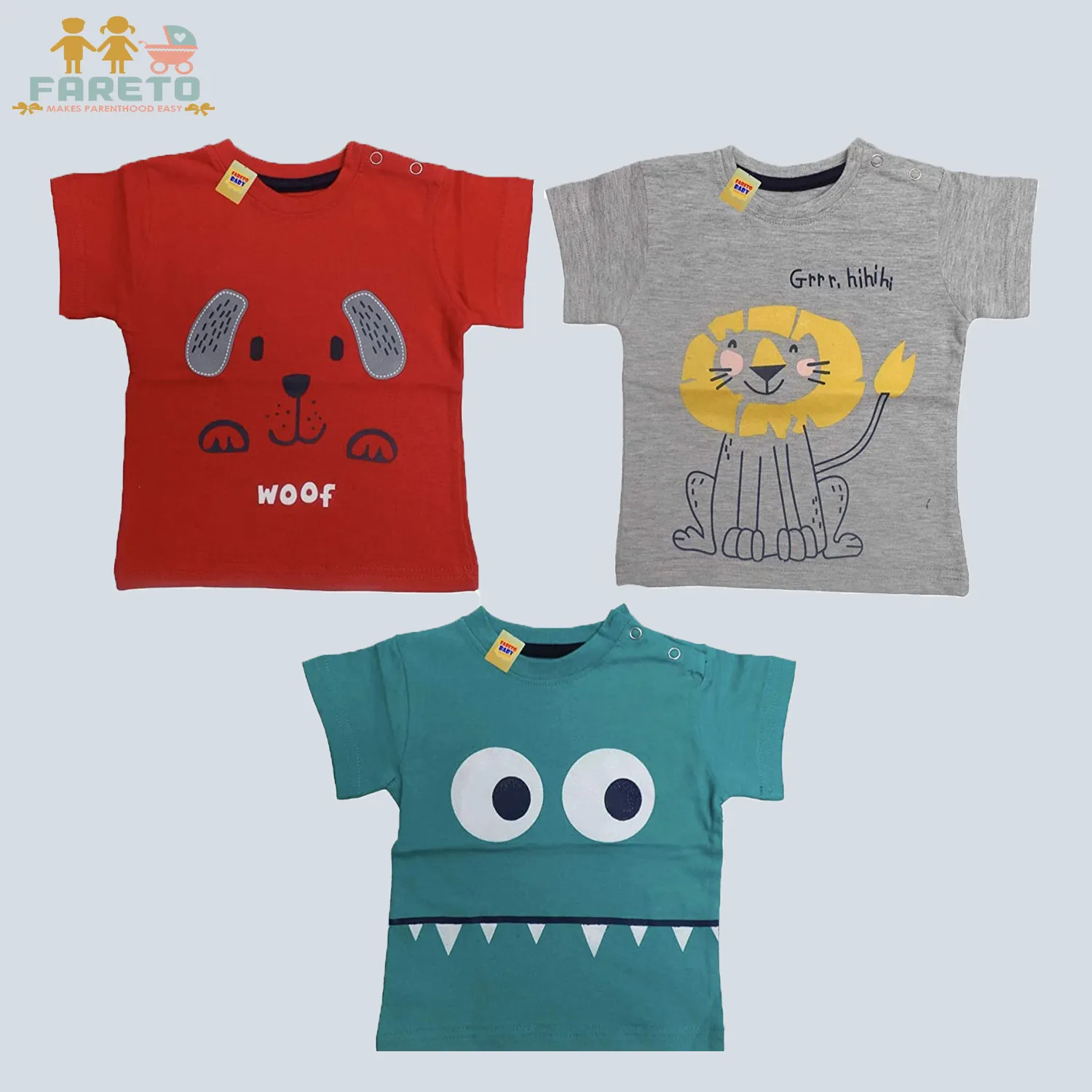 Fareto Baby Daily wear T-Shirt(Pack of 3)