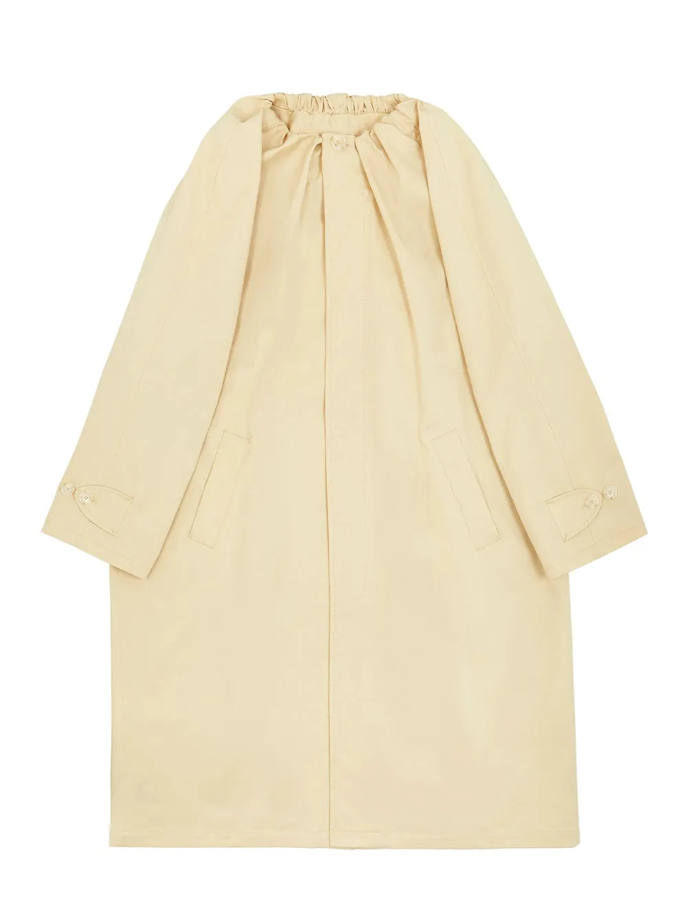 Gathered Neck Trench Coat (Pale Yellow)