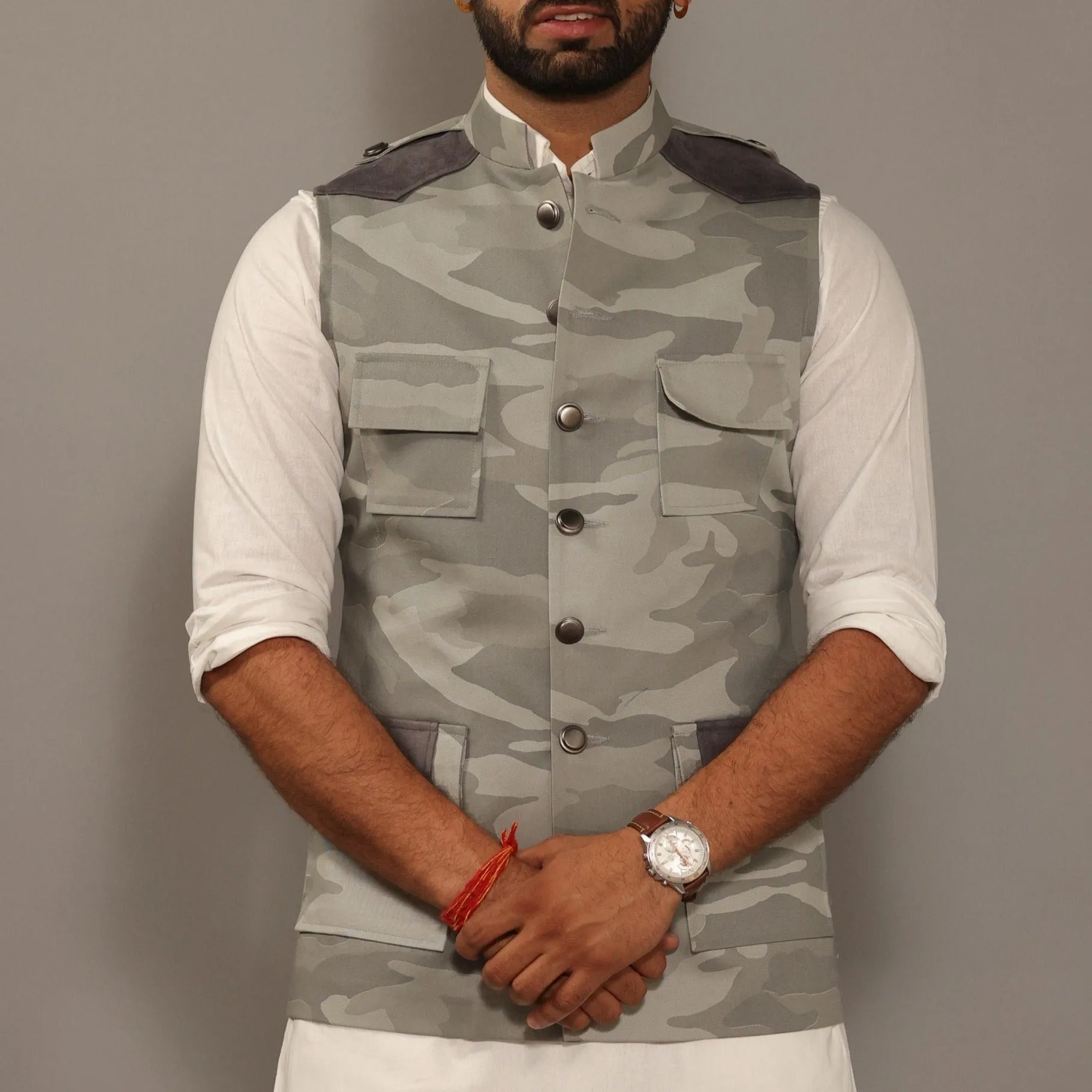 Grey Camouflage Semi-Hunting Style Jacket