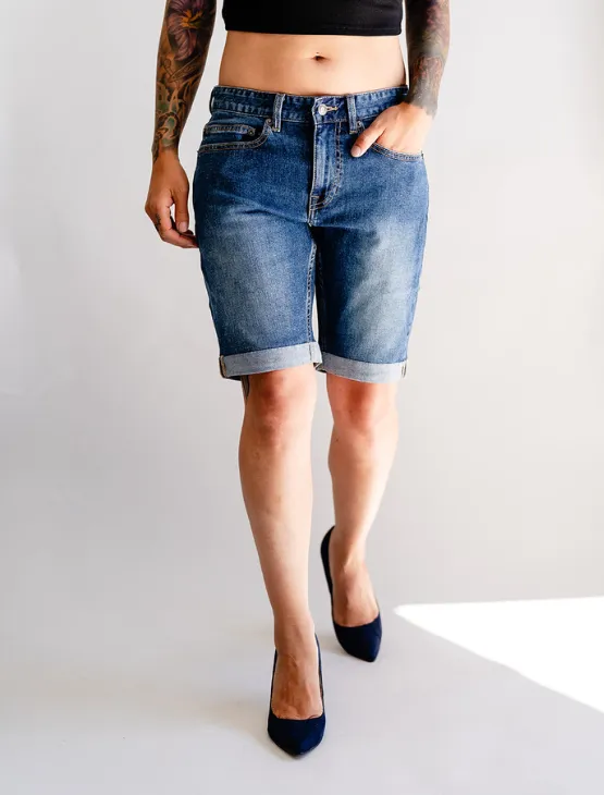 Indigo Wash Jean Shorts