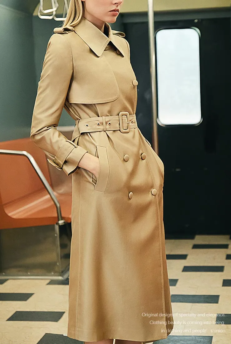 Khaki Classic London Style Long Trench Coat