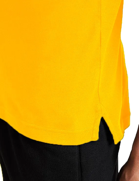 Men's Regular Fit Polo Neck Half Sleeve Solid Uniform T-Shirt | Polo T-Shirt for Men (Golden Yellow)