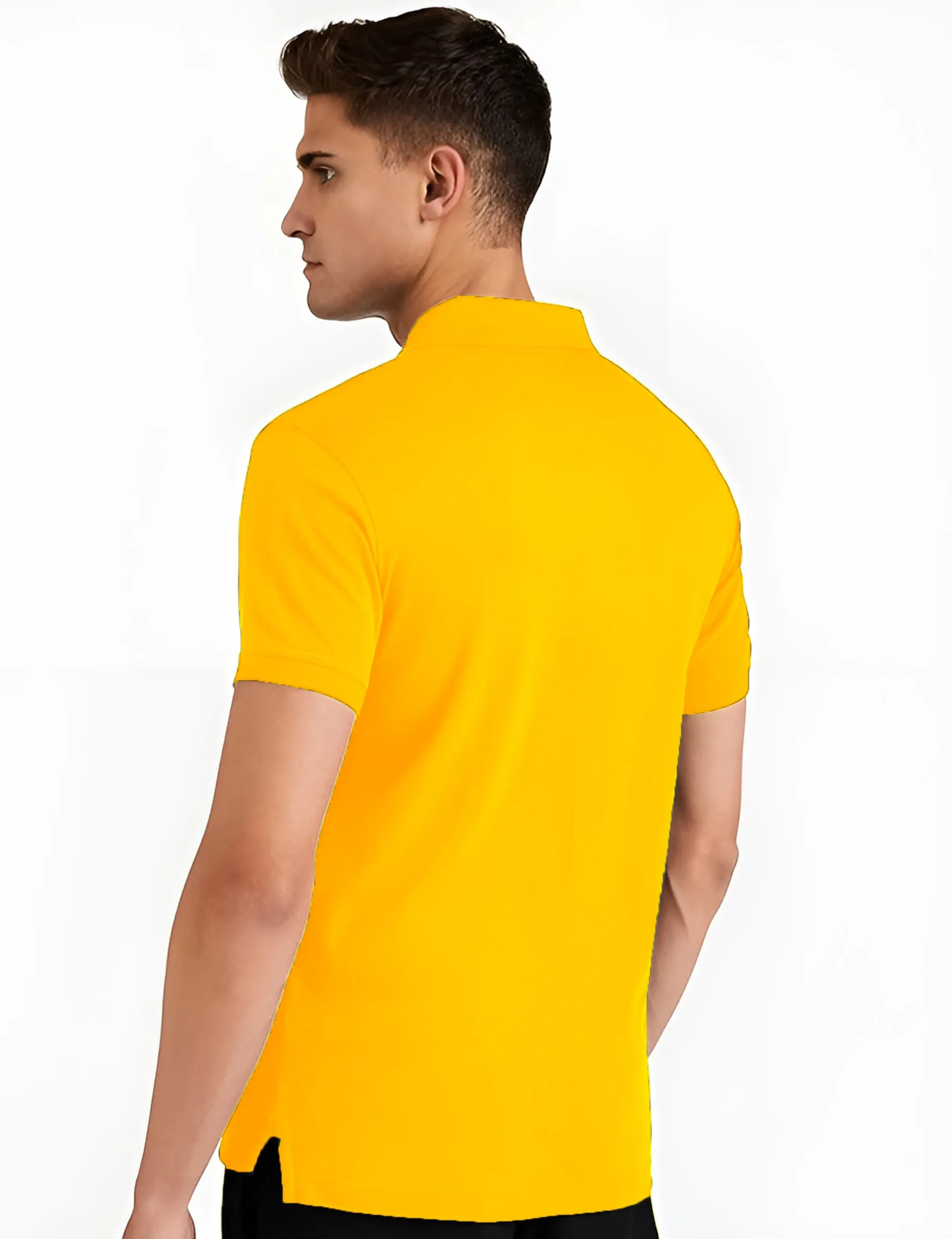 Men's Regular Fit Polo Neck Half Sleeve Solid Uniform T-Shirt | Polo T-Shirt for Men (Golden Yellow)