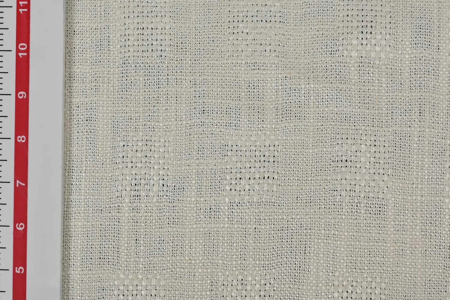 Off White Check Tnt Slub Viscose Fabric