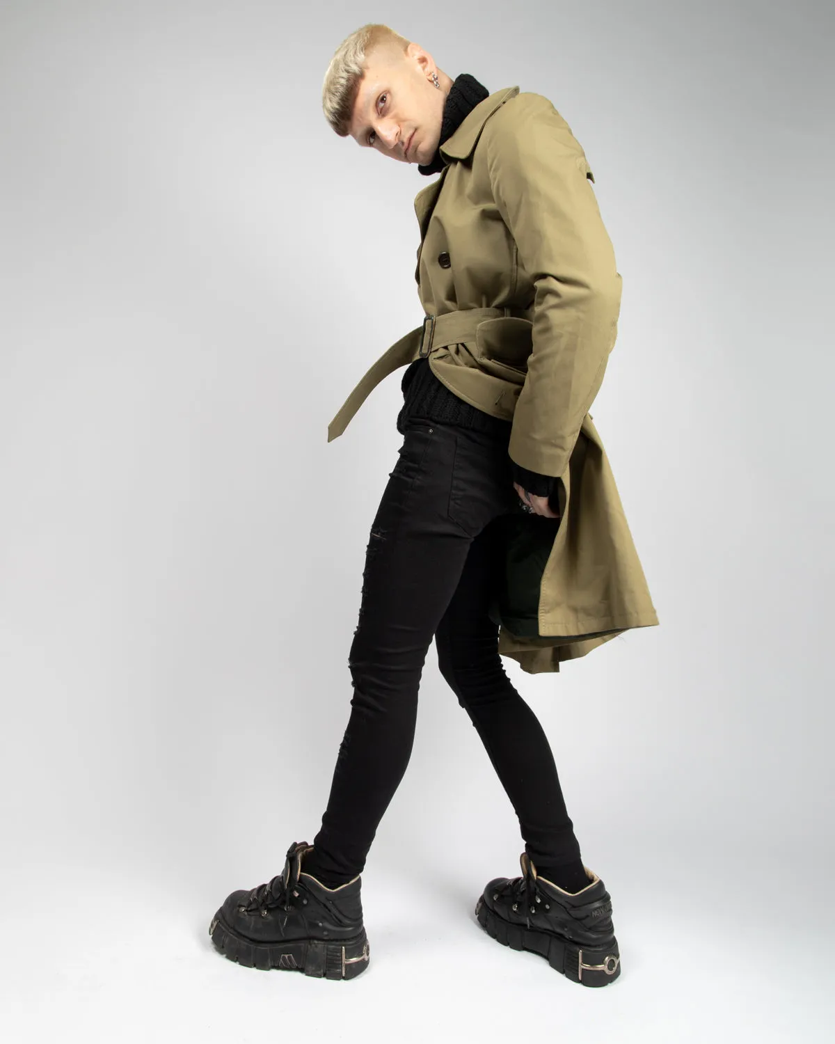 Olive belted '70s trench coat