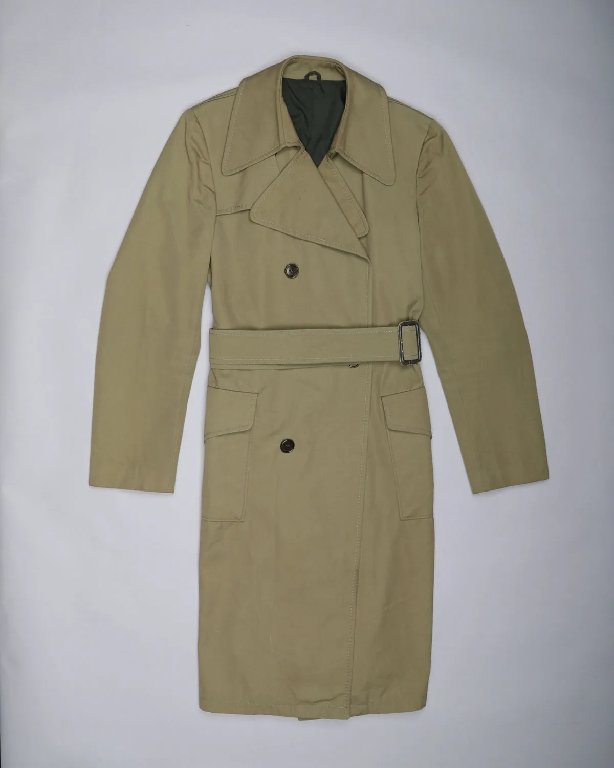 Olive belted '70s trench coat