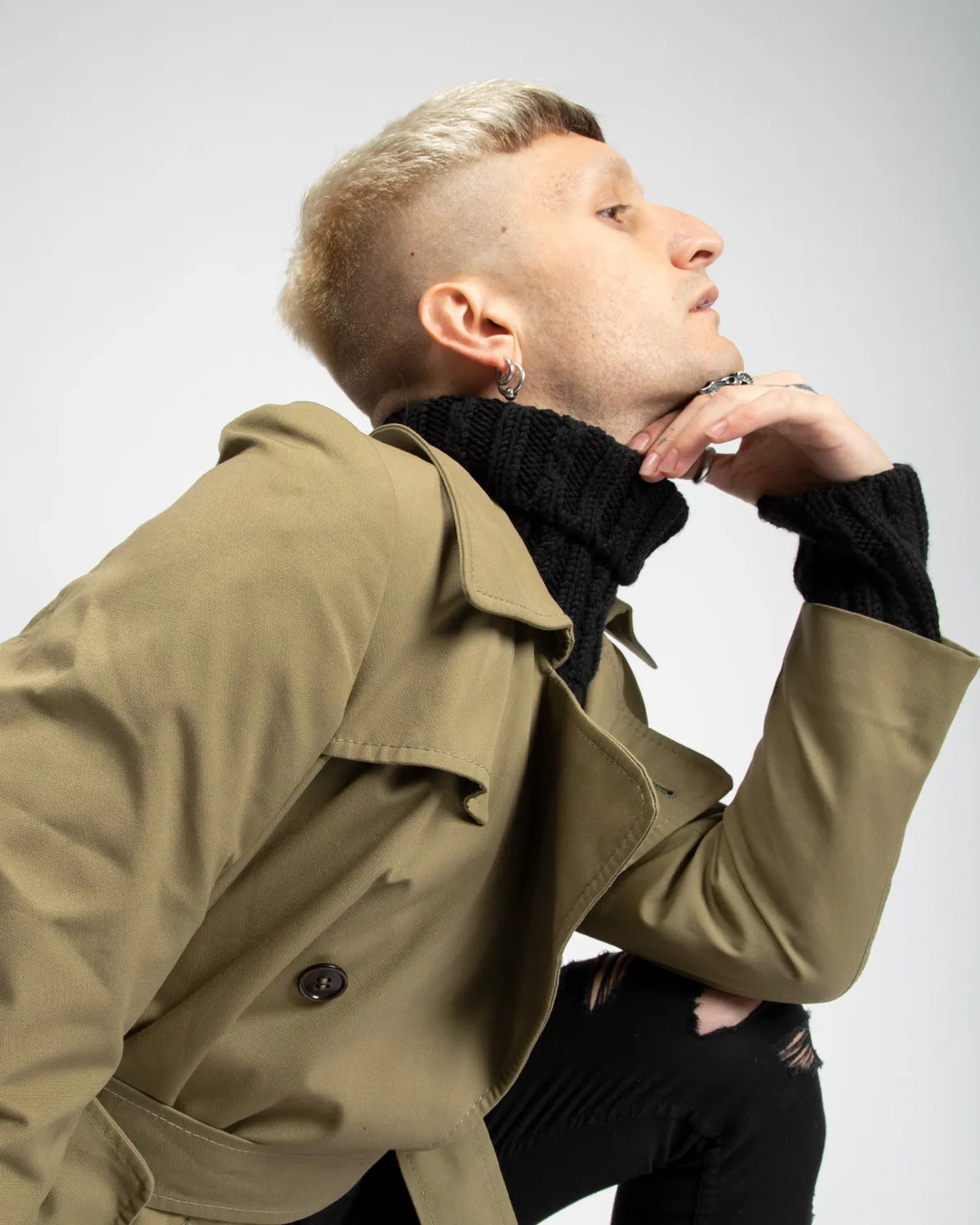 Olive belted '70s trench coat
