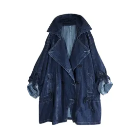 Pre Order:  Large Lapel Tie Waist Denim Jacket