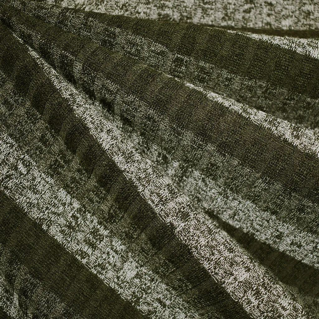 Wide Tonal Stripe Rib Sweater Knit Olive