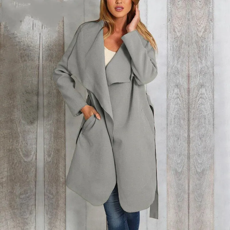 Women's Spring/Autumn Casual Wool Blend Thick Slim Trench Coat